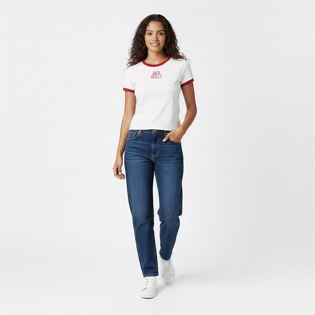White/Red - Jack Wills - Women's Pop Graphic Baby Slim Fit T-Shirt