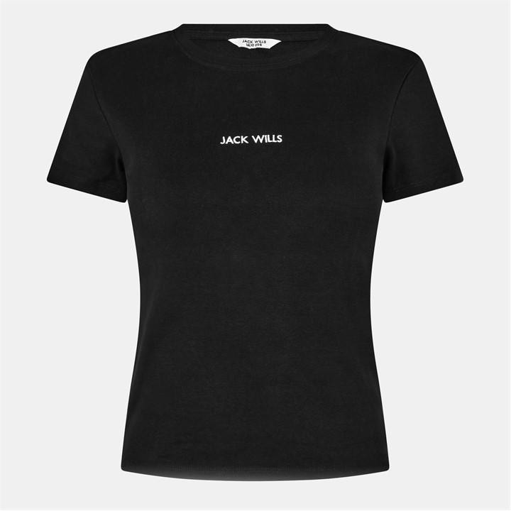 Jack Wills Women's Black Baby Tee in Size 14, Sports Direct