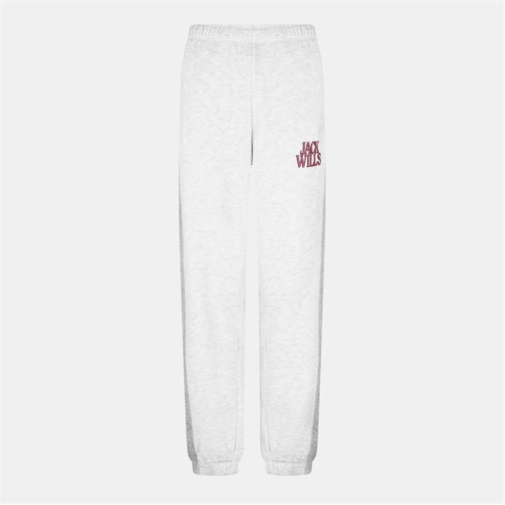Jack Wills Women's Grey Jw Contrast Logo Closed Hem Fleece Joggers in Size 14, Sports Direct