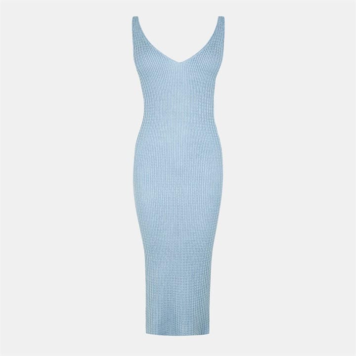 Jack Wills Women's Blue Stitch V-Neck Midi Knitted Jumper Dress in Size 8, Sports Direct