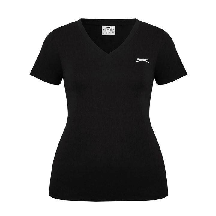 Slazenger Women's Black V Neck Tee Shirt in Size 16, Sports Direct