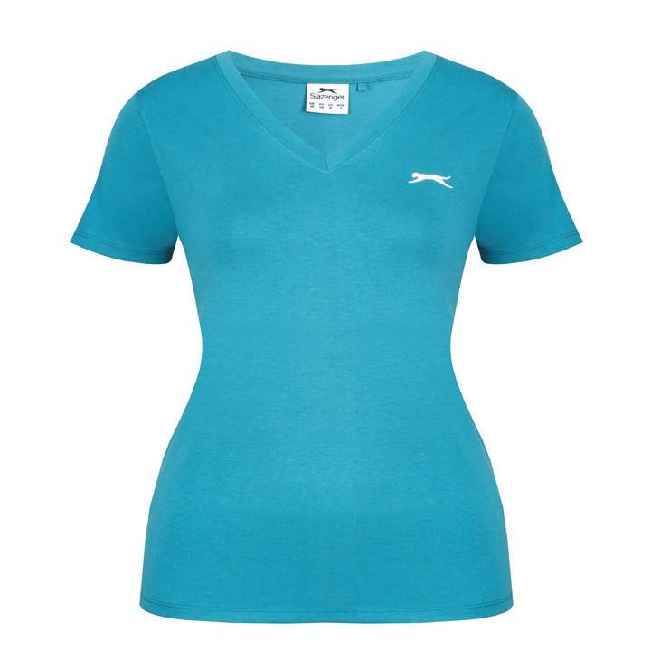 Slazenger Women's Blue V Neck Tee Shirt in Size 16, Sports Direct
