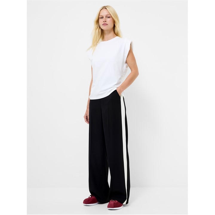French Connection Women's Blue Bella High Rise Relaxed Fit Wide Leg Trousers in Size 10, Sports Direct