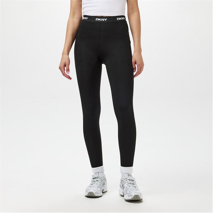 Dkny Women's Black Logo Leggings in Size 14, Sports Direct