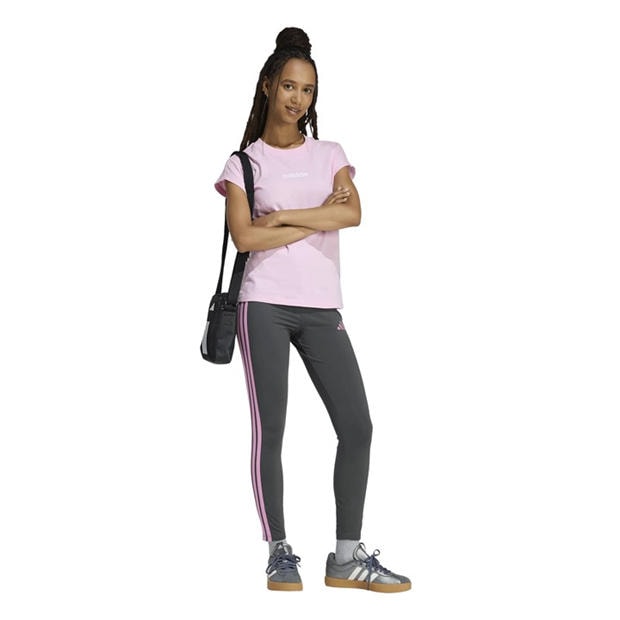 Carbon/Pink - adidas - Essentials 3 Stripe Leggings Womens