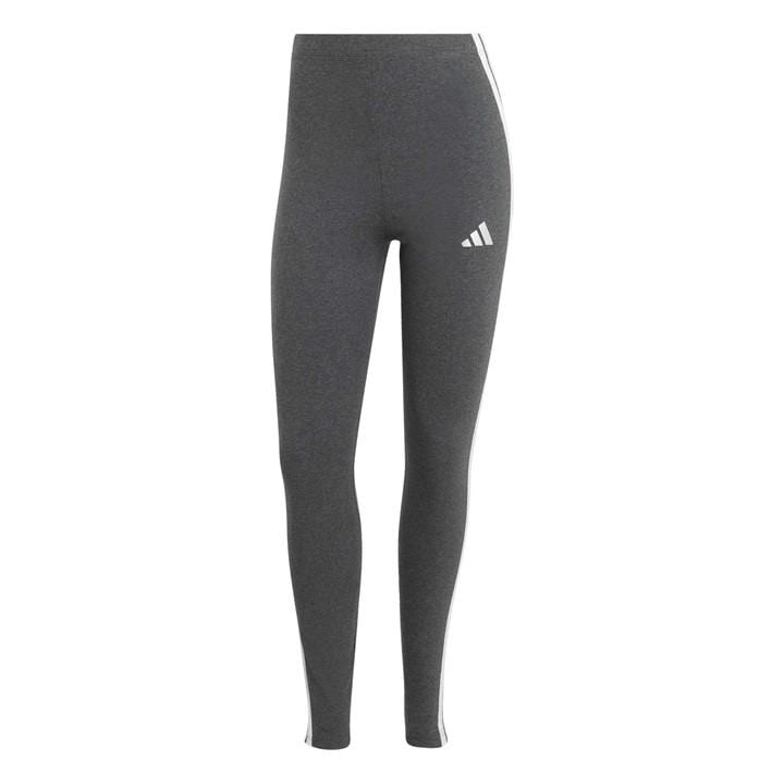 Adidas Women' Grey Essentials 3 Stripe Leggings in Size S, Sports Direct
