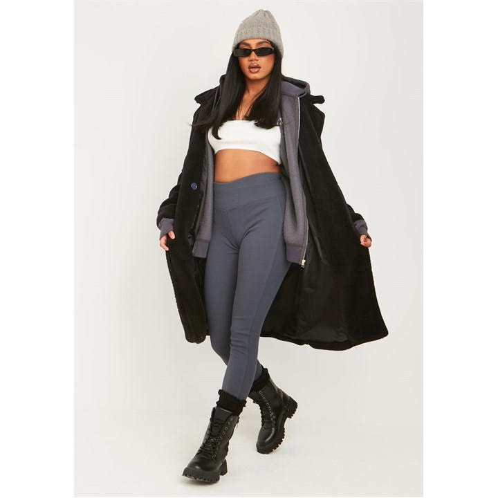 Missy Empire Women's Grey Thick Rib Legging in Size 8, Sports Direct