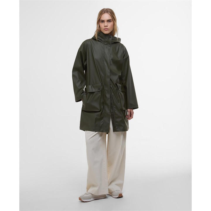 International  Women's  Atlas Hooded Long Sleeve Knee Length Rain Anorak, Football by Barbour  in Size 14, Sports Direct