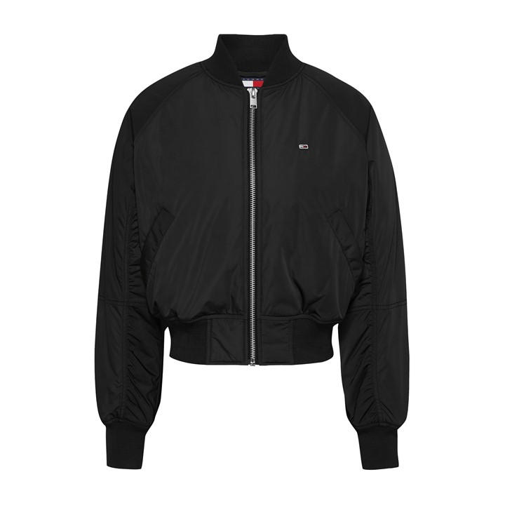 Tommy Jeans Women's Black Essential Bomber Jacket in Size 14, Sports Direct