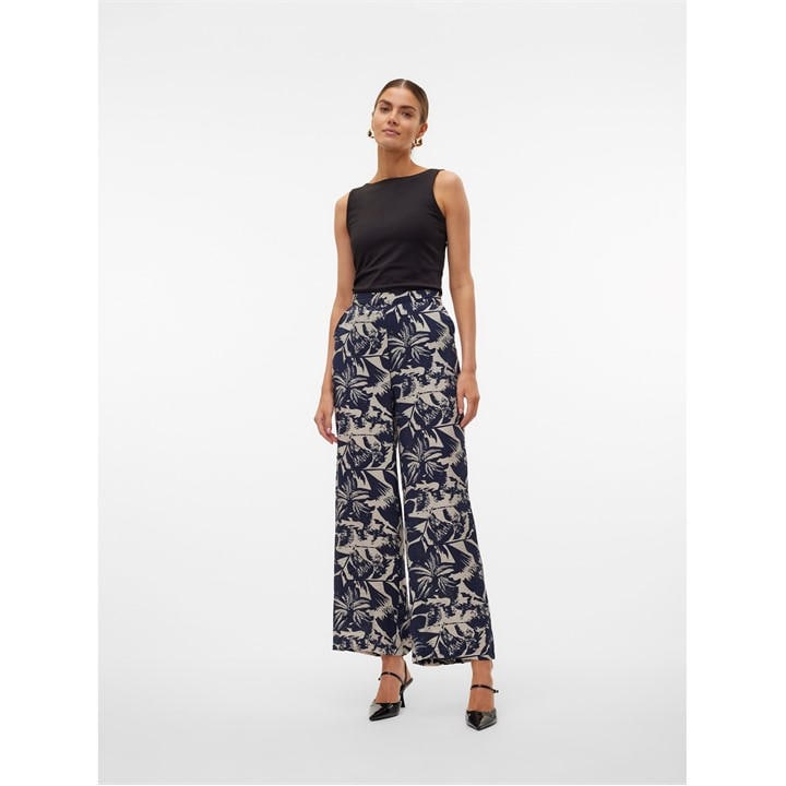 Vero Moda Women's Blue High Rise Wide Leg Trousers in Size 8, Sports Direct