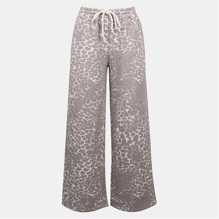 Miso Women's  Leopard Open Hem Fleece Joggers in Size 14, Sports Direct