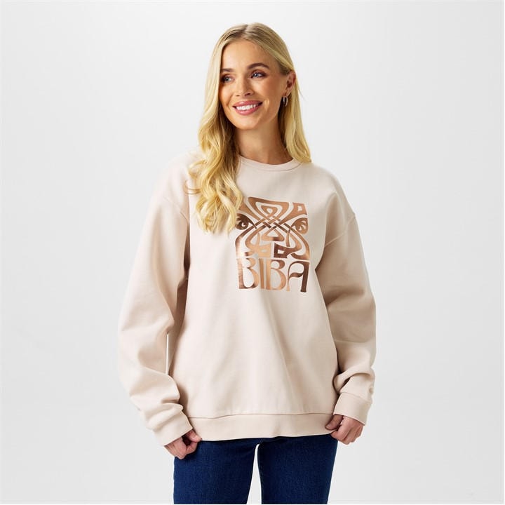 Biba Women's Cream Logo Crew Sweatshirt in Size 8, Sports Direct