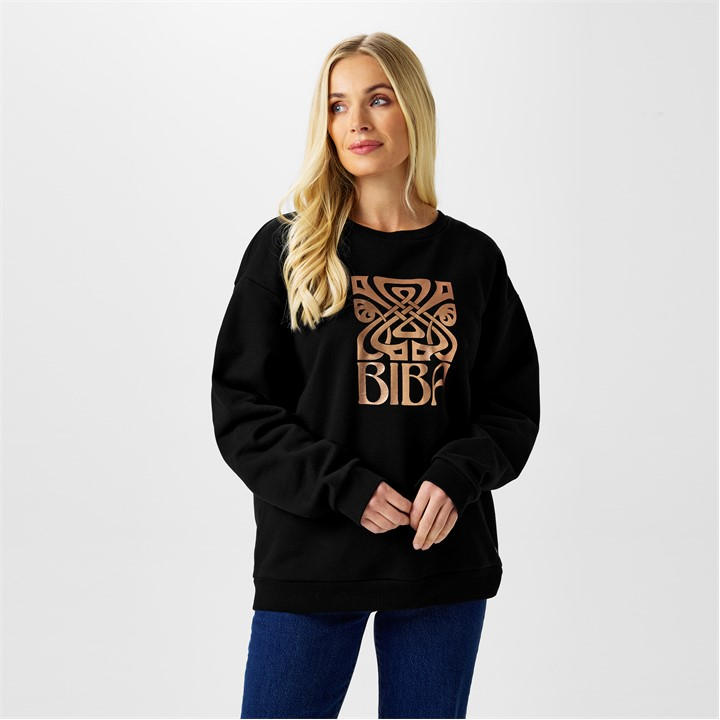 Biba Women's Black Logo Crew Sweatshirt in Size 8, Sports Direct