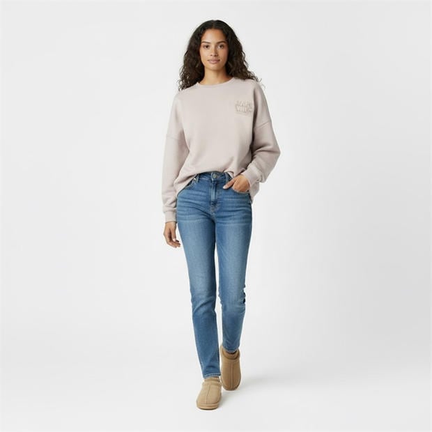 Taupe - Jack Wills - Women's Oversized Crew Sweatshirt