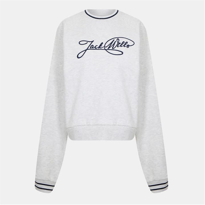 Jack Wills Women's Grey Jw Sport Stripe Crew Sweatshirt in Size 12, Sports Direct