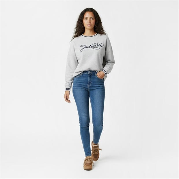 Gaišais heathers - Jack Wills - Women's JW Sport Stripe Crew Sweatshirt