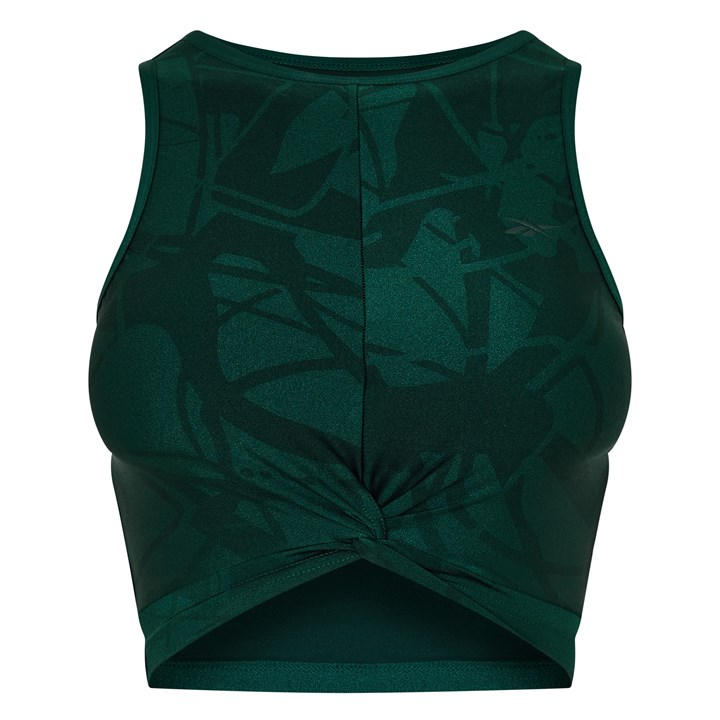 Reebok Women's Green Shiny Yoga Scribble Crop Top in Size 4, Sports Direct