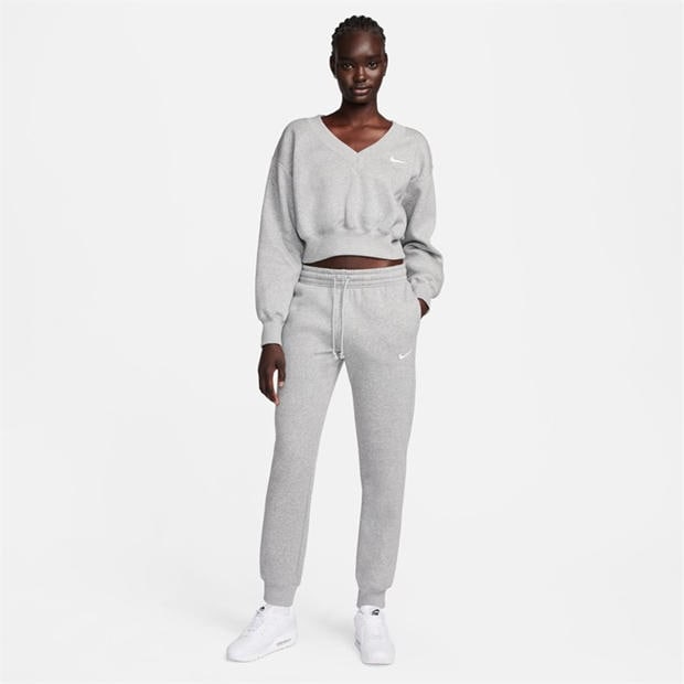 Šedá melírovaná - Nike - Sportswear Phoenix Fleece Women's Mid-Rise Sweatpants