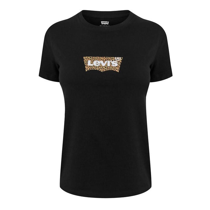 Levis Women's Black Print T-Shirt in Size 6, Sports Direct