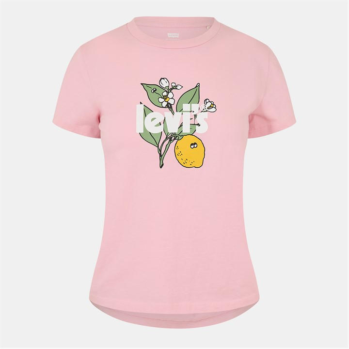 Levis Women's Pink Print T-Shirt in Size 6, Sports Direct