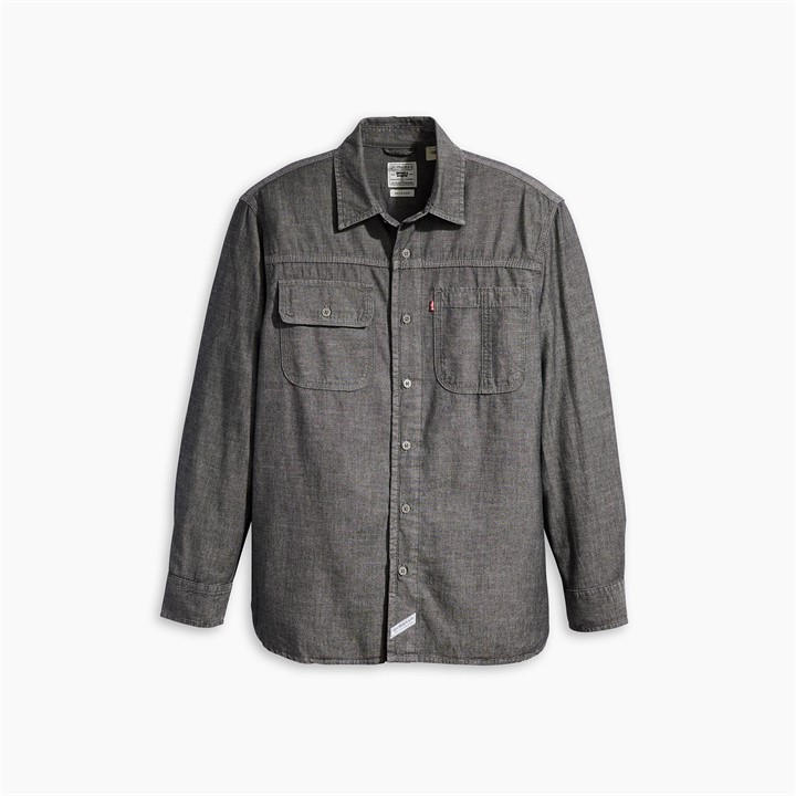 Levis Men' Grey Auburn Worker Chambray Long-Sleeve Denim Shirt in Size S, Sports Direct