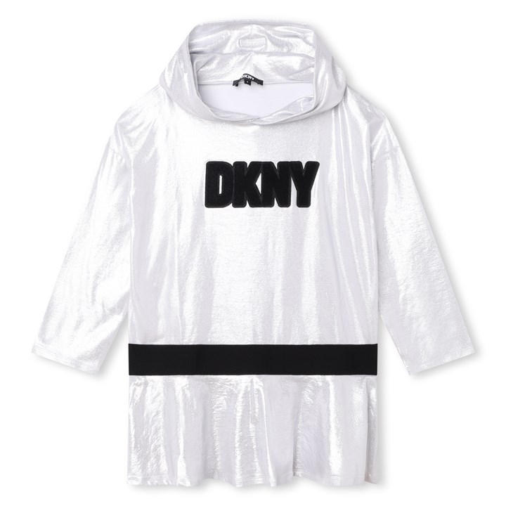Dkny Girls Silver Kids' Hooded Jersey Dress in Size 8 - 9 Years, Sports Direct