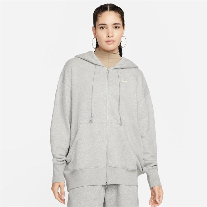 Nike Women's Grey Sportswear Phoenix Fleece Oversized Full-Zip Hoodie in Size 8, Sports Direct