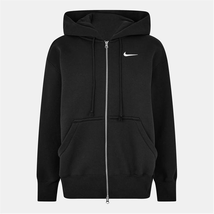 Nike Women's Black Sportswear Phoenix Fleece Oversized Full-Zip Hoodie in Size 8, Sports Direct