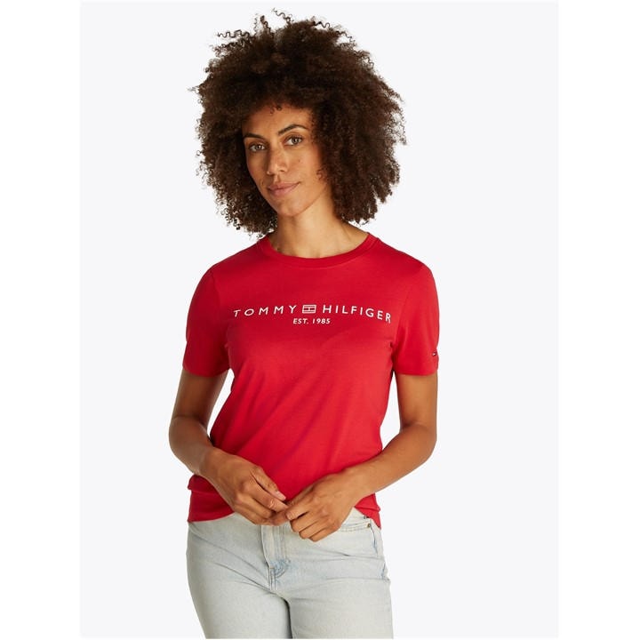 Tommy Hilfiger Women's Red Corp Logo T-Shirt in Size 8, Sports Direct