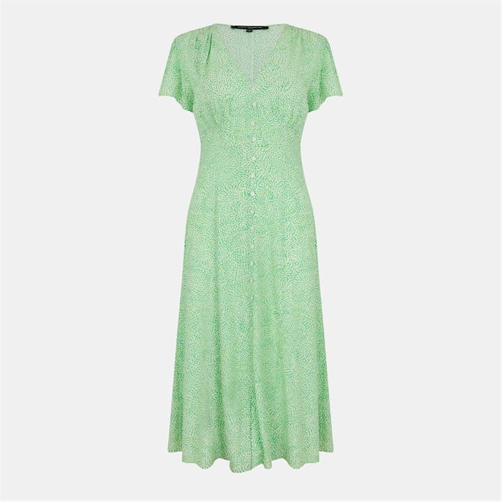 French Connection Women's Green Bernice Tea Dress in Size 8, Sports Direct