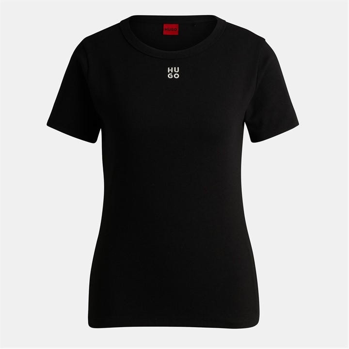 Hugo Women's Black Regular Fit Logo T-Shirt in Size 8, Sports Direct