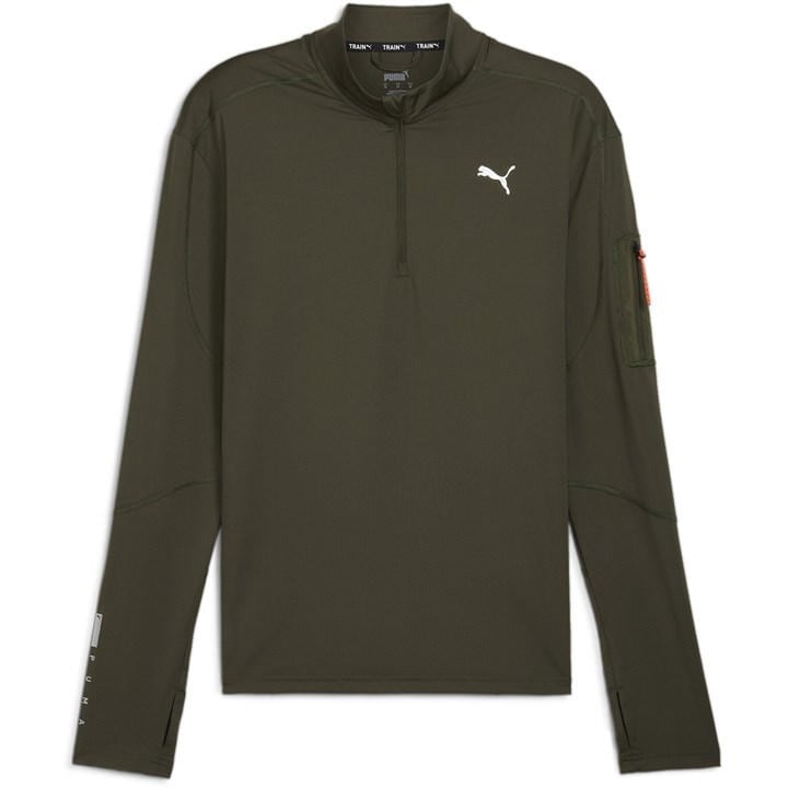 Puma Men's Green Performance Quarter-Zip Tracksuit Top in Size L, Sports Direct