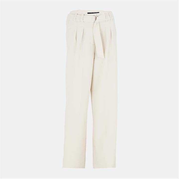 French Connection Women's Cream Everly Wide Leg Trousers in Size 14, Sports Direct