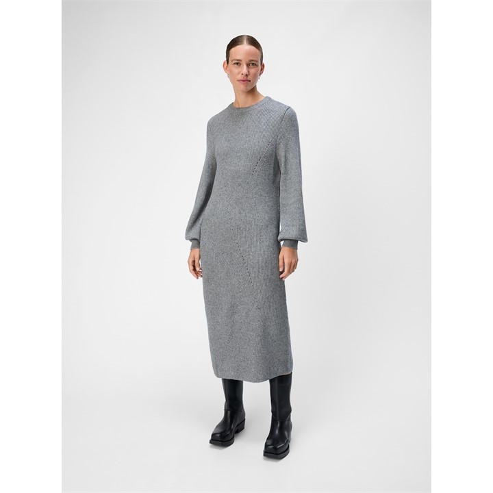 Object Women's Grey Knitted Jumper Dress in Size 8, Sports Direct