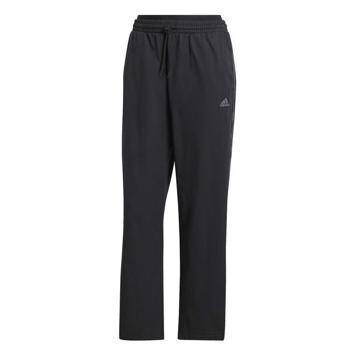 Adidas Women's Black Essentials Camo-Print 3-Stripes Twill Trousers in Size L, Sports Direct