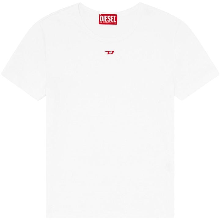 Diesel Women's White T-Ele-Long-D T-Shirt in Size 14, Sports Direct