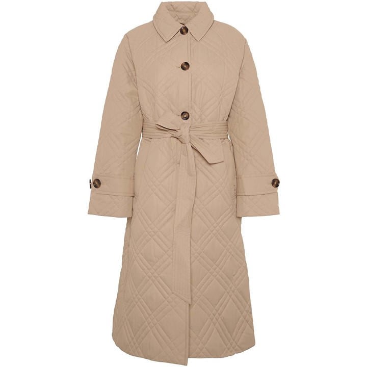 Barbour Women's Beige Mariah Quilted Tartan Short Puffer Jacket in Size 12, Sports Direct