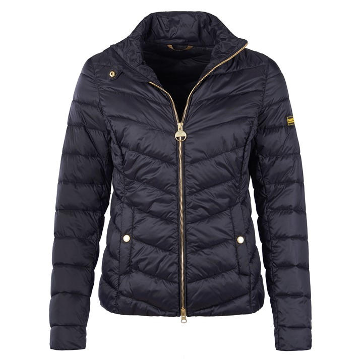 International  Women's  Auburn Quilted Long Sleeve Funnel Neck Slim Fit Short Puffer Jacket, Football by Barbour  in Size 18, Sports Direct
