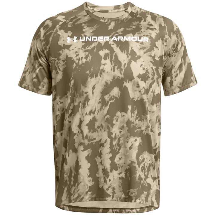Under Armour Men's Green Tech Camo Short-Sleeve Performance Gym Top in Size XL, Sports Direct
