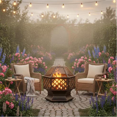 Linea - Hexagonal Metal Lattice Fire Pit