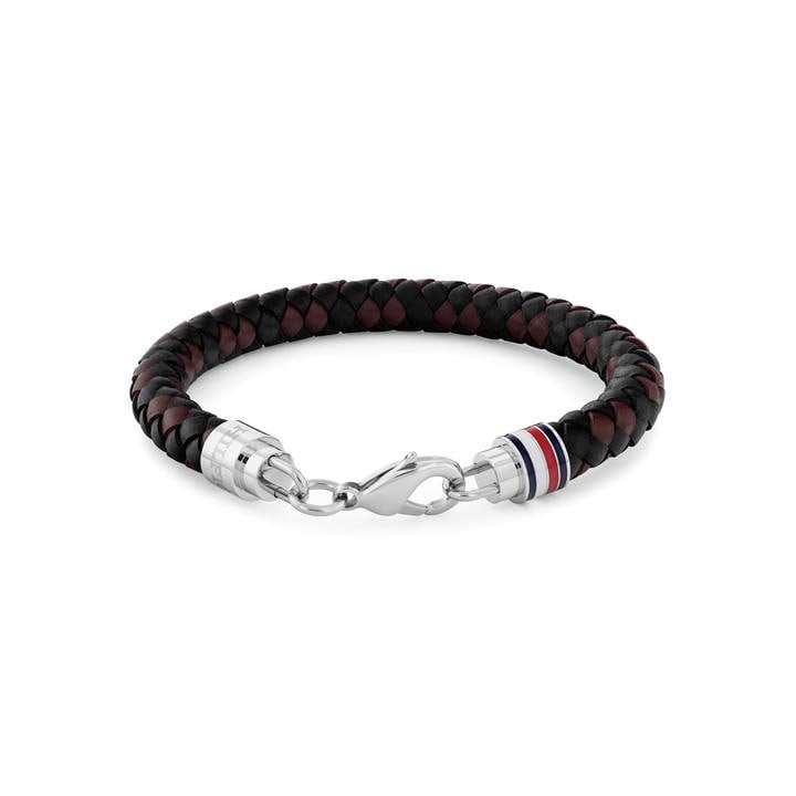 Tommy Hilfiger Men's Brown Braided Leather Bracelet, Sports Direct