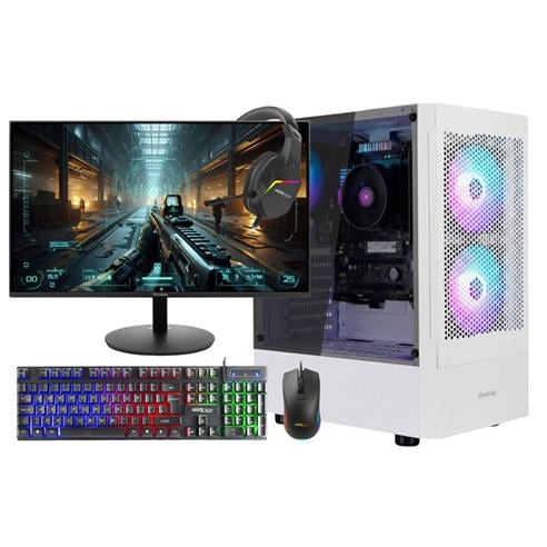 Entity - Entity Excalibur Core Gaming PC Bundle - AMD Ryzen 5 5500GT 16GB 512GB SSD - White