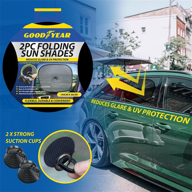 Black - Goodyear - Goodyear 2 piece Folding Sun Shade