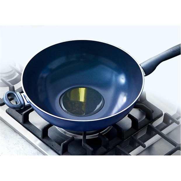 Blue - Blue Diamond - Blue Diamond 28 cm Wok Glass Lid Induction PFAS-Free Stainless Steel