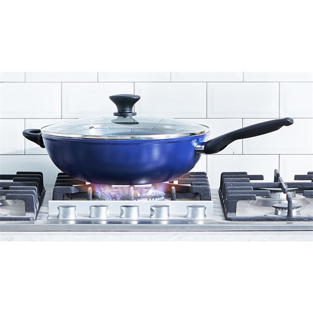 Blue - Blue Diamond - Blue Diamond 28 cm Wok Glass Lid Induction PFAS-Free Stainless Steel