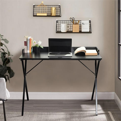 FurnitureR - AVA Black and Wooden 100cm Desk