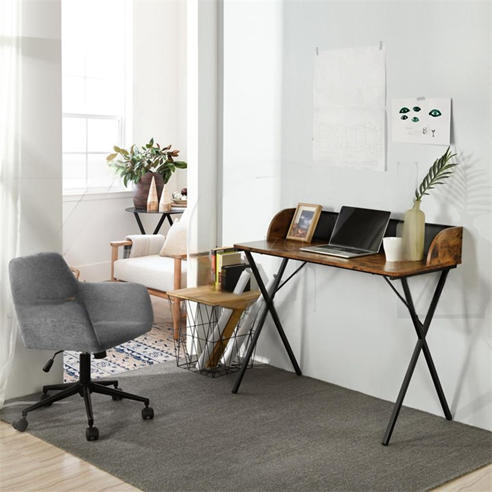 FurnitureR - AVA Black and Wooden 100cm Desk