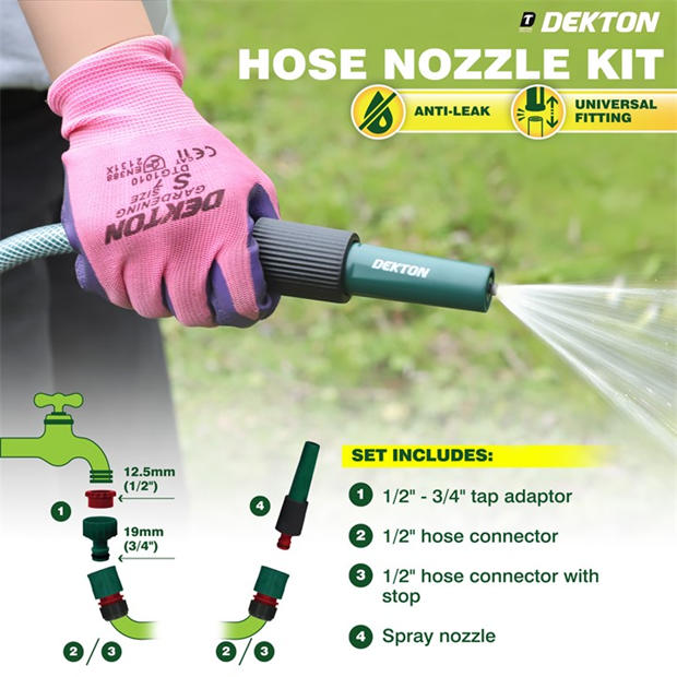 Green - Dekton - 4 Piece Hose Nozzle Kit