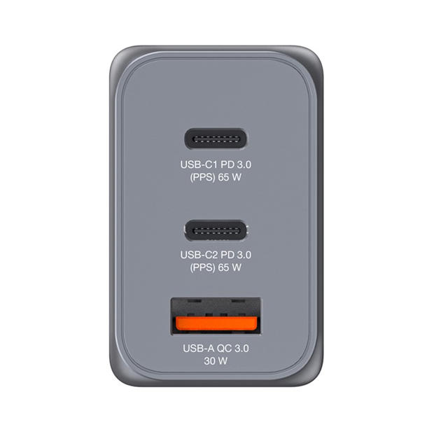 Черно - Verbatim - 65W 3-Port GaN Wall Charger
