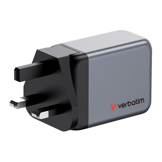 Черно - Verbatim - 65W 3-Port GaN Wall Charger